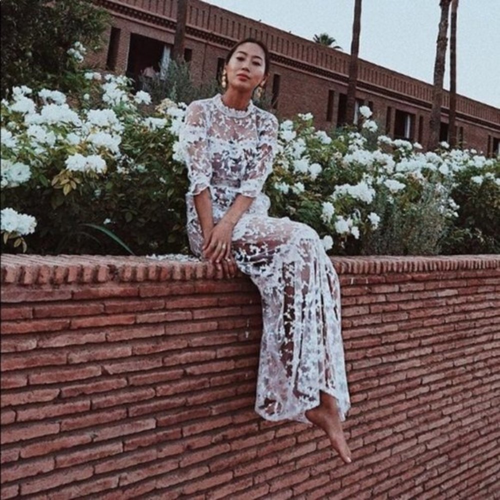 For Love & Lemons Rosebud Embroidery Dress